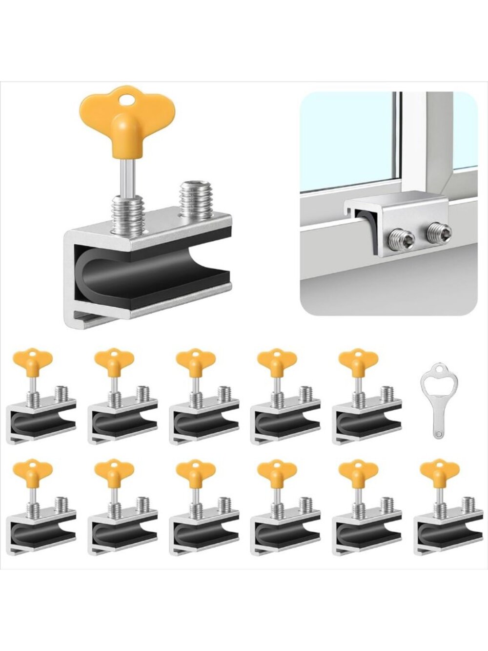 Adjustable Sliding Window Lock Set - 12 Security Stoppers for Home Safety